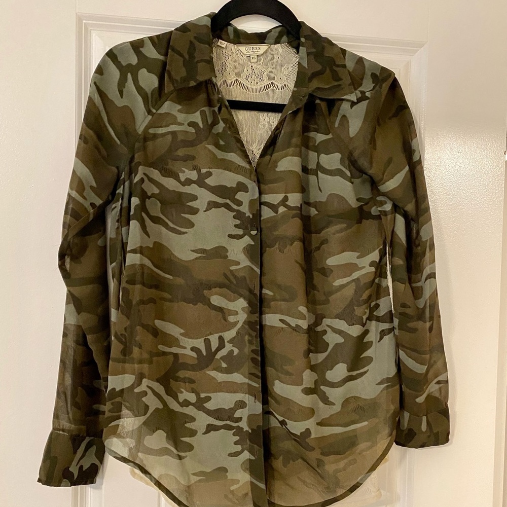 Camo Lace Lined Blouse